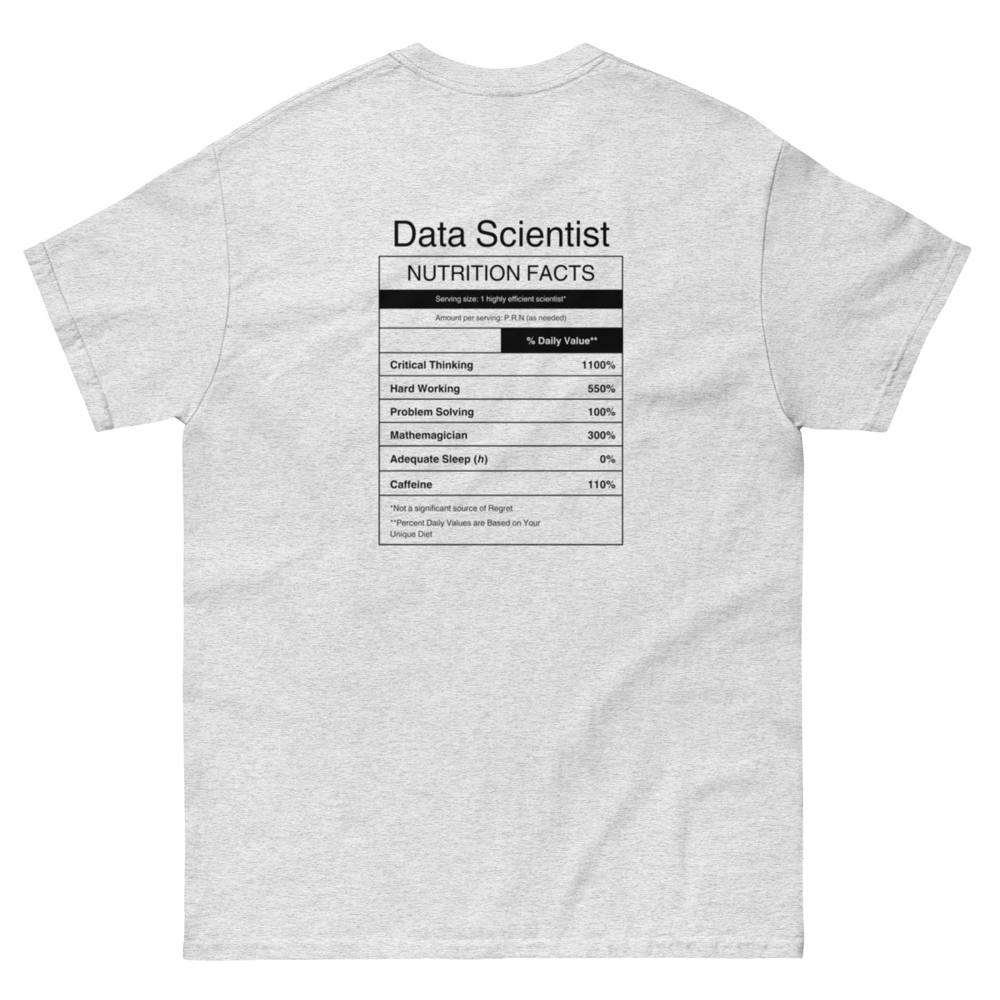 "Data Scientist Nutrition Facts" T-Shirt