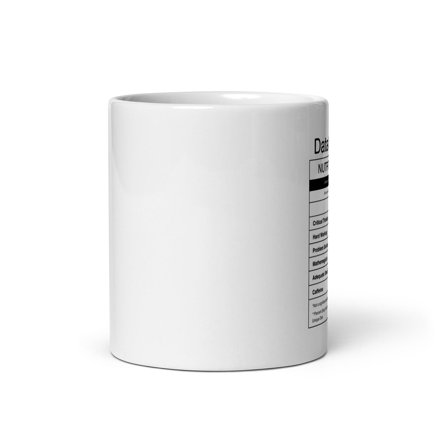 "Data Scientist Nutrition Facts" White Mug