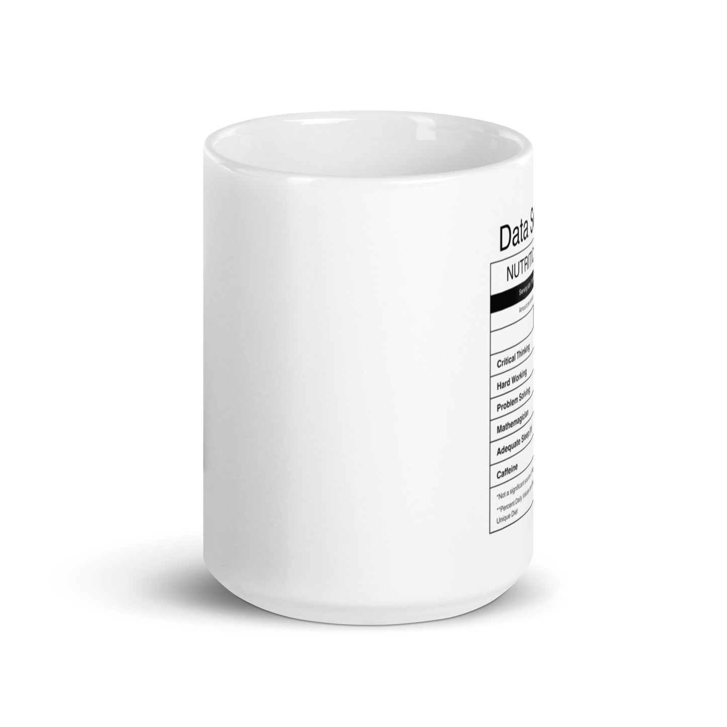 "Data Scientist Nutrition Facts" White Mug