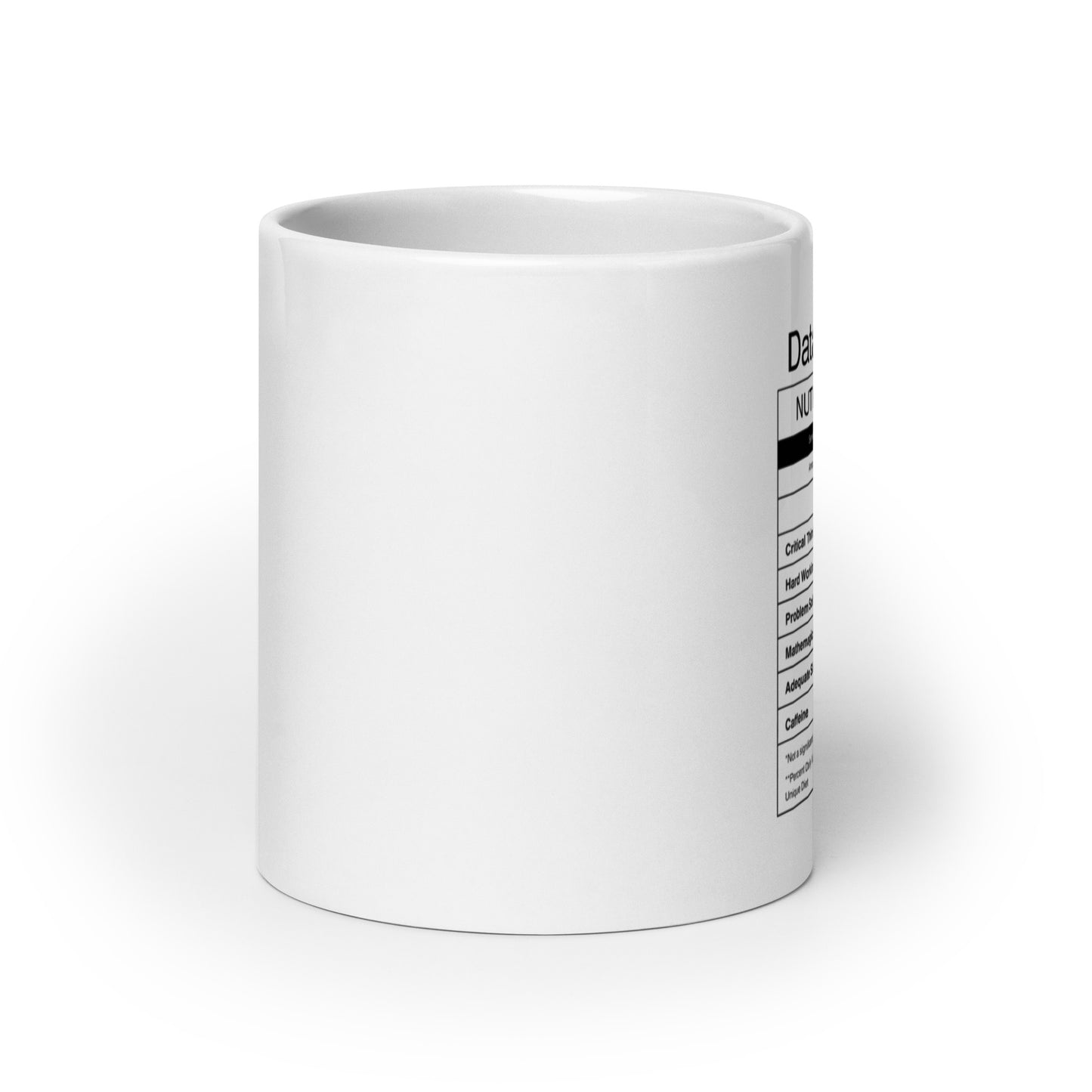 "Data Scientist Nutrition Facts" White Mug